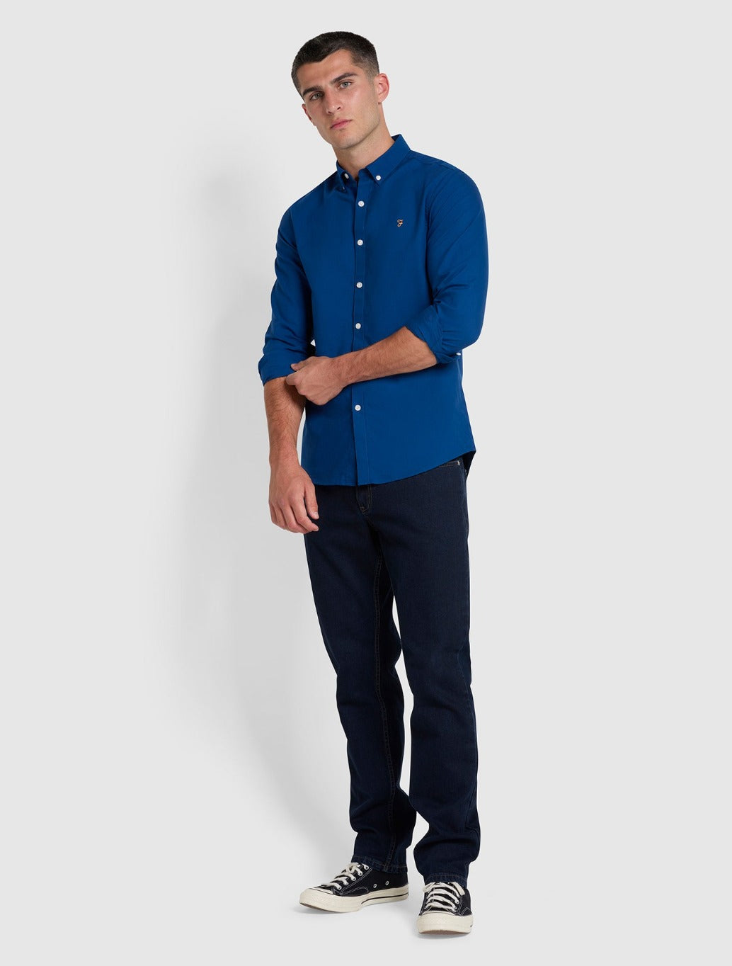 Farah - Brewer Slim Fit Organic Cotton Oxford Shirt - Dark Blue