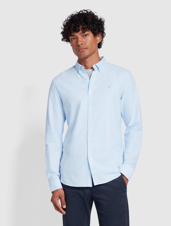 Farah - Brewer Slim Fit Organic Cotton Oxford Shirt - Light Blue