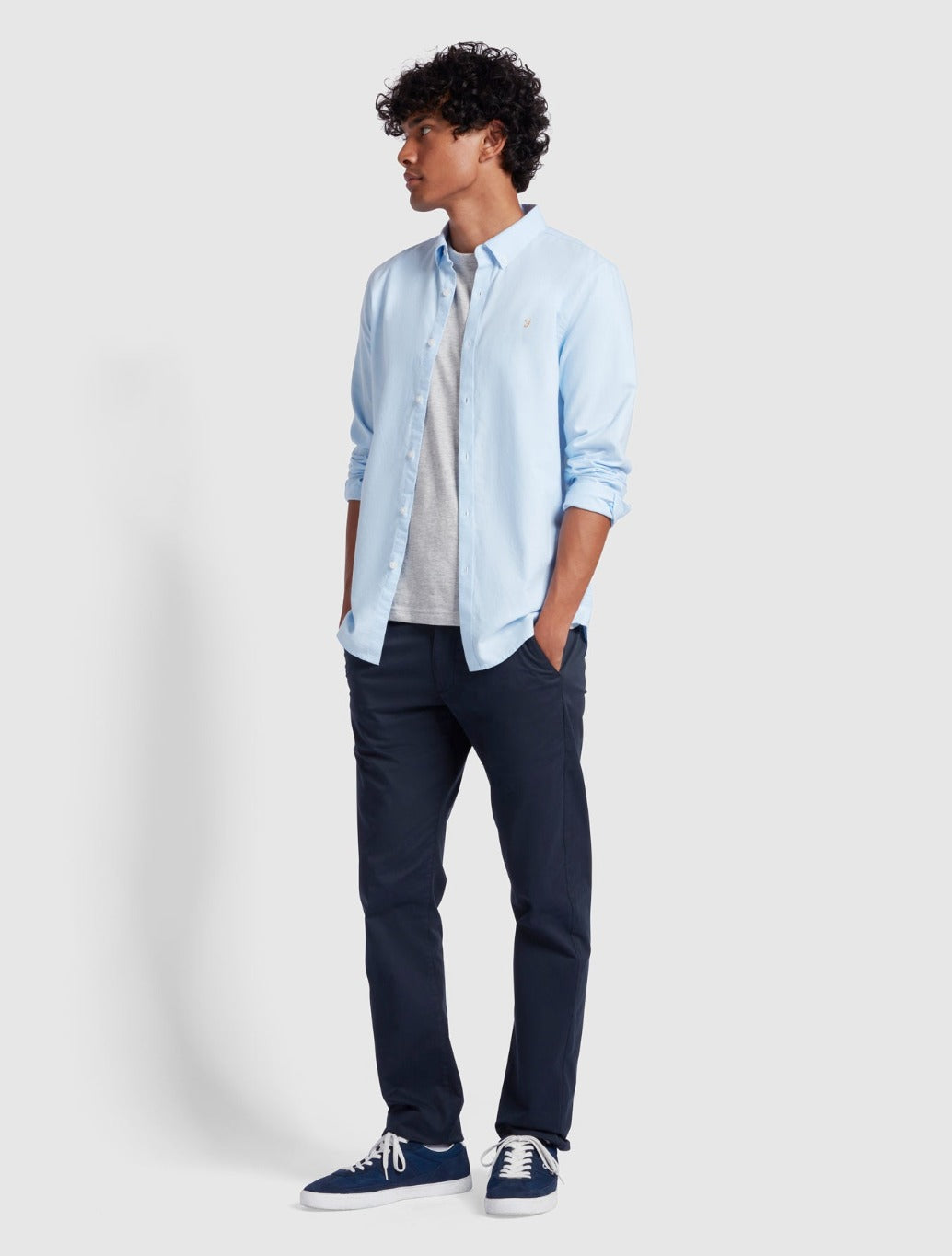 Farah - Brewer Slim Fit Organic Cotton Oxford Shirt - Light Blue