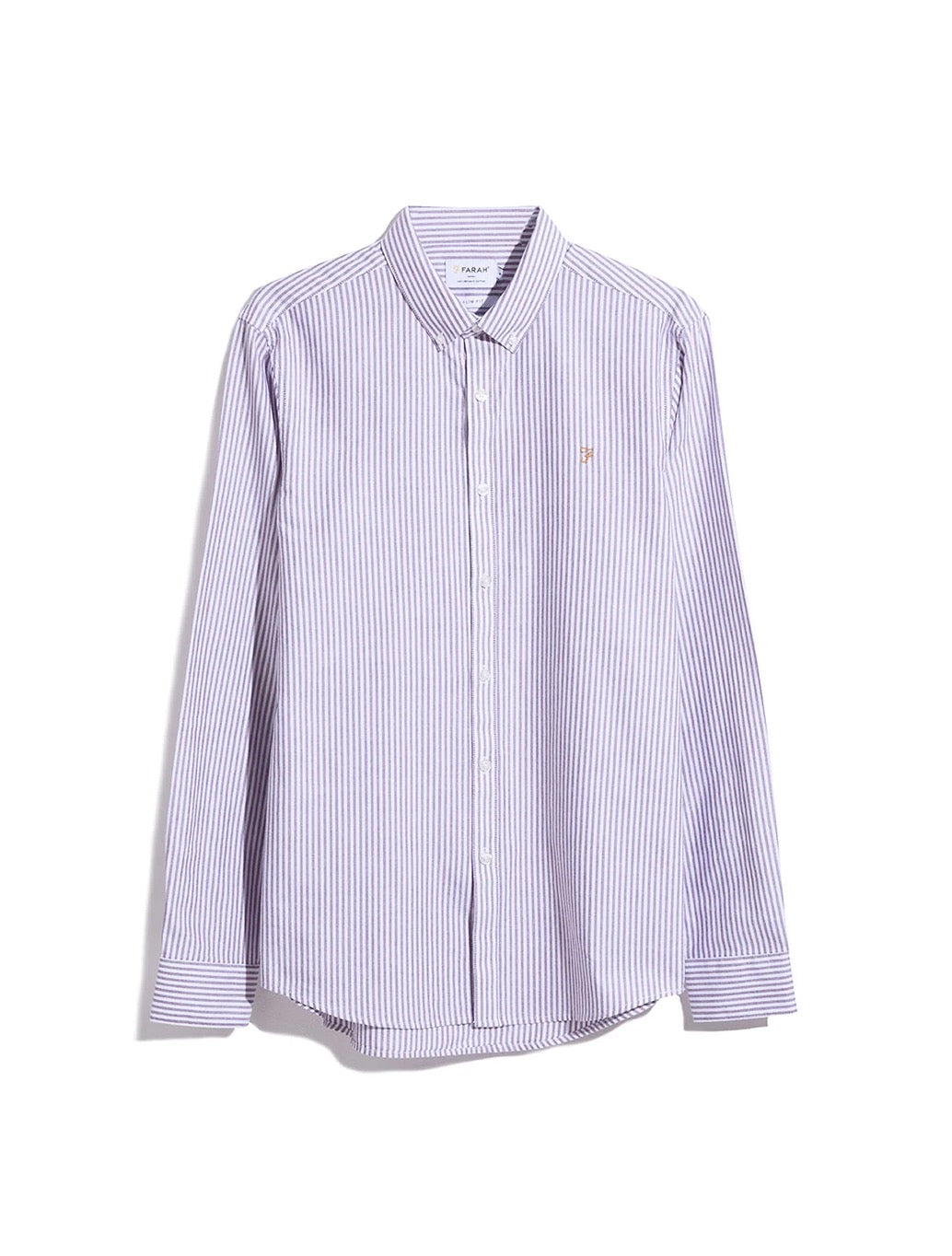 Farah - Brewer Slim Fit Striped Organic Cotton Oxford Shirt - Burgundy Stripe