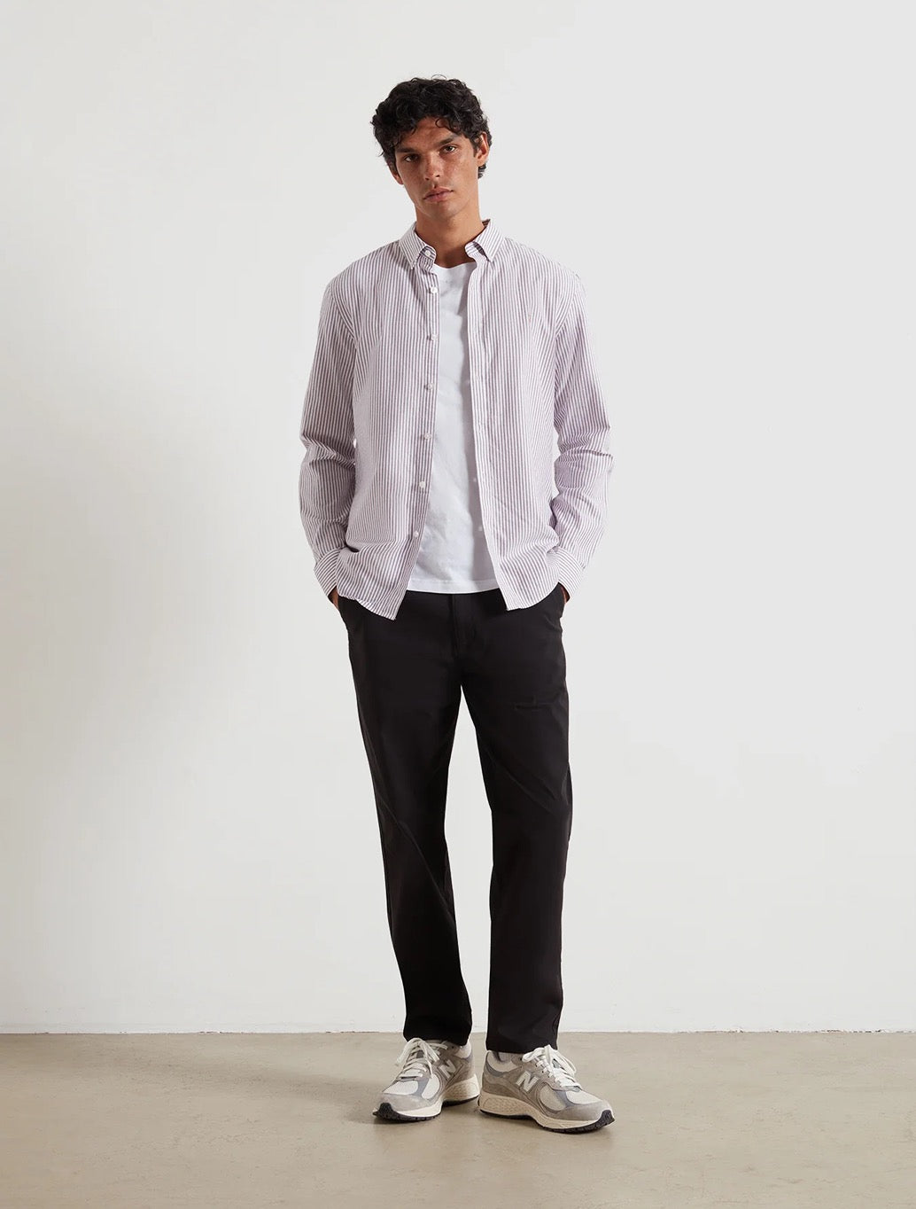 Farah - Brewer Slim Fit Striped Organic Cotton Oxford Shirt - Burgundy Stripe