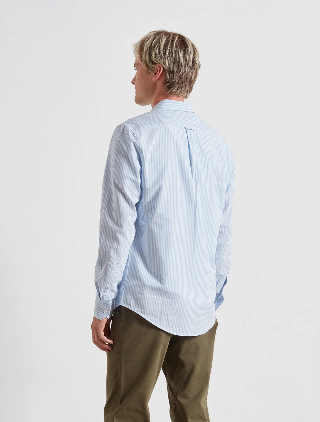 Farah - Brewer Slim Fit Striped Organic Cotton Oxford Shirt - Blue Stripe