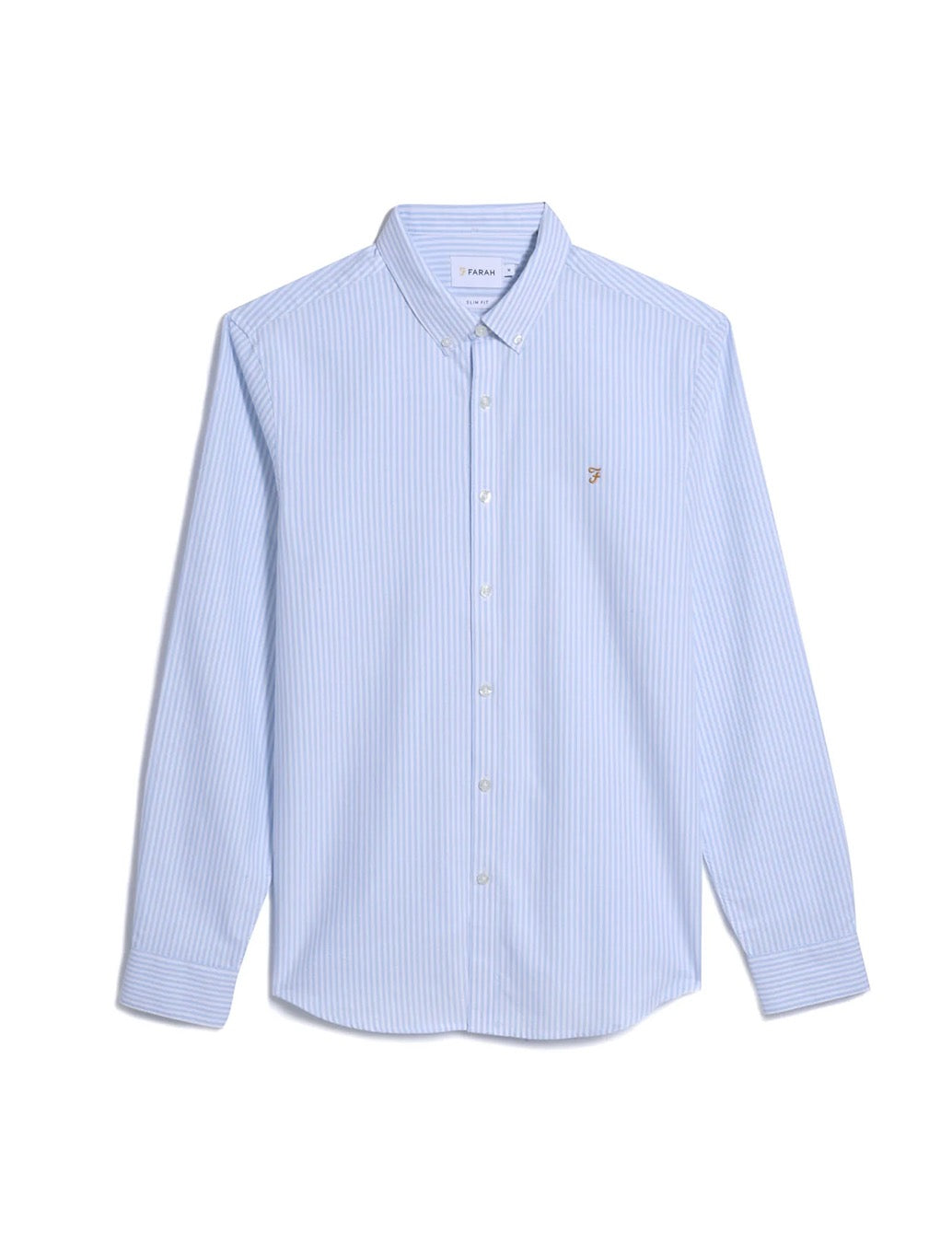 Farah - Brewer Slim Fit Striped Organic Cotton Oxford Shirt - Blue Stripe