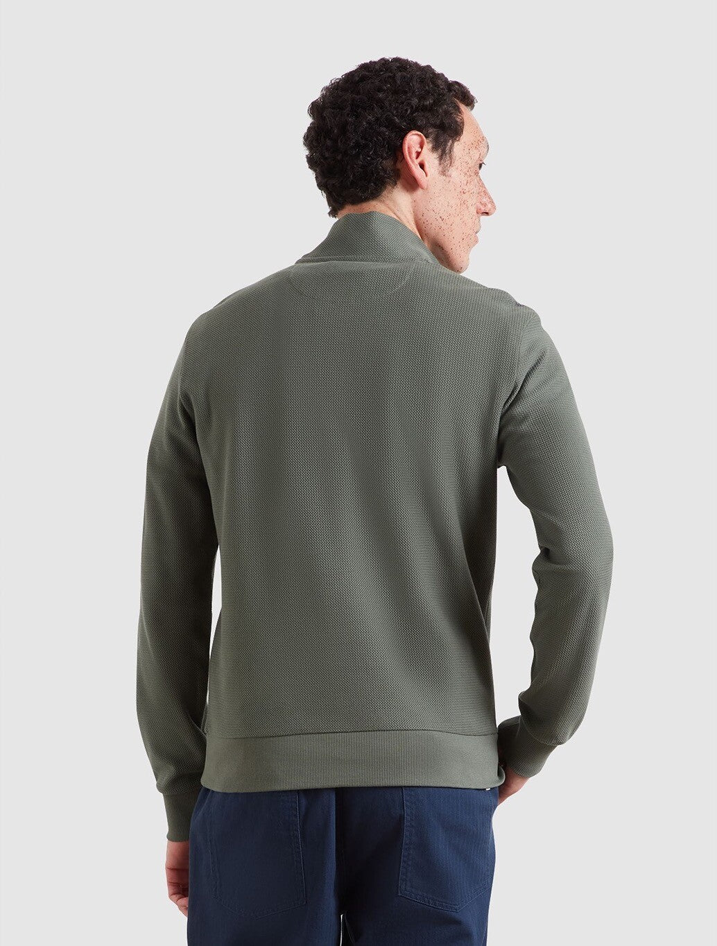 Farah Conrad Textured Quarter Zip Sweatshirt in Rosemary