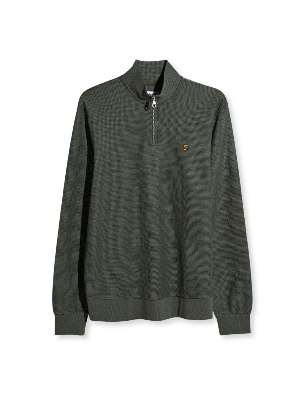 Farah Conrad Textured Quarter Zip Sweatshirt in Rosemary