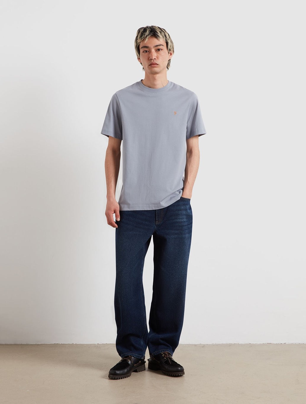 Farah Danny Regular Fit Organic Cotton T-Shirt in Pale Blue