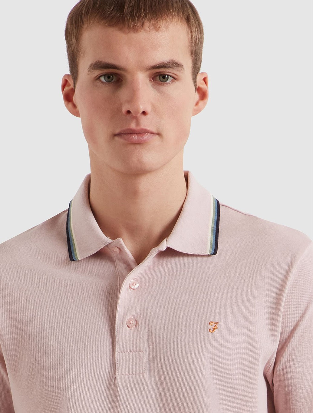 Farah - Elton Tipped Polo Shirt - Light Blush