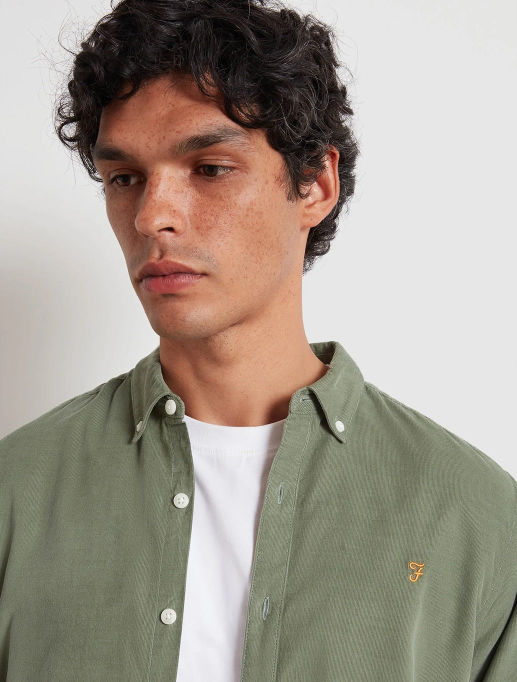 Farah - Fontella Slim Fit Corduroy Shirt - Light Green