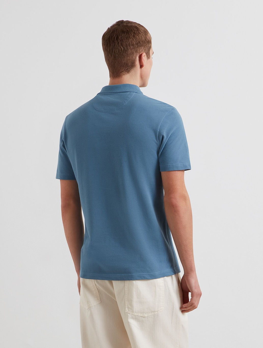 Farah Forster Waffle Knit Polo Shirt - Storm Blue