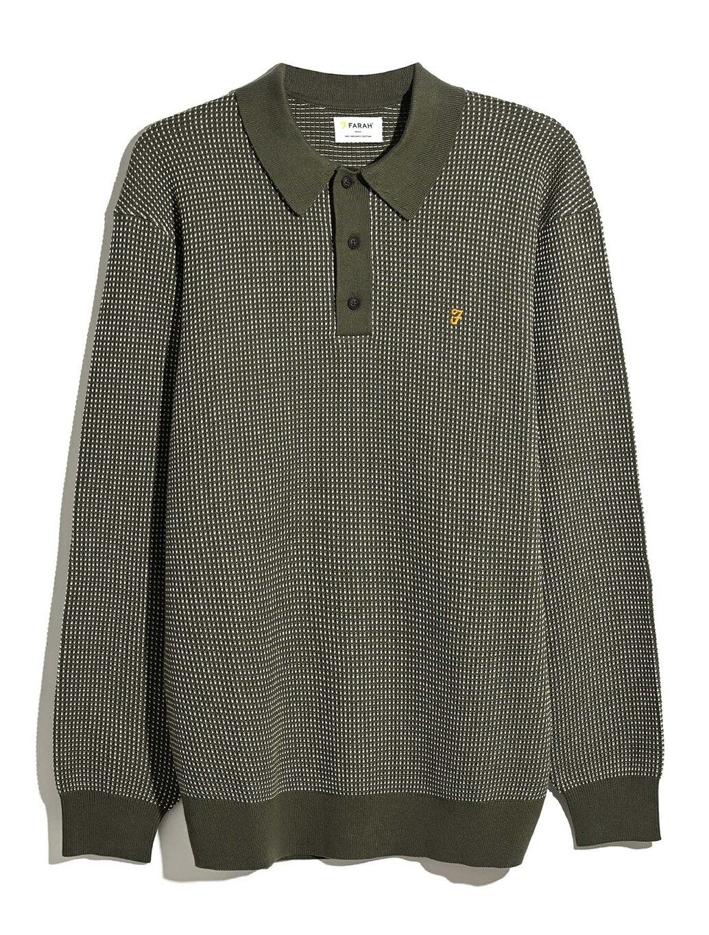 Farah Gateacre Knitted Polo Shirt in Green