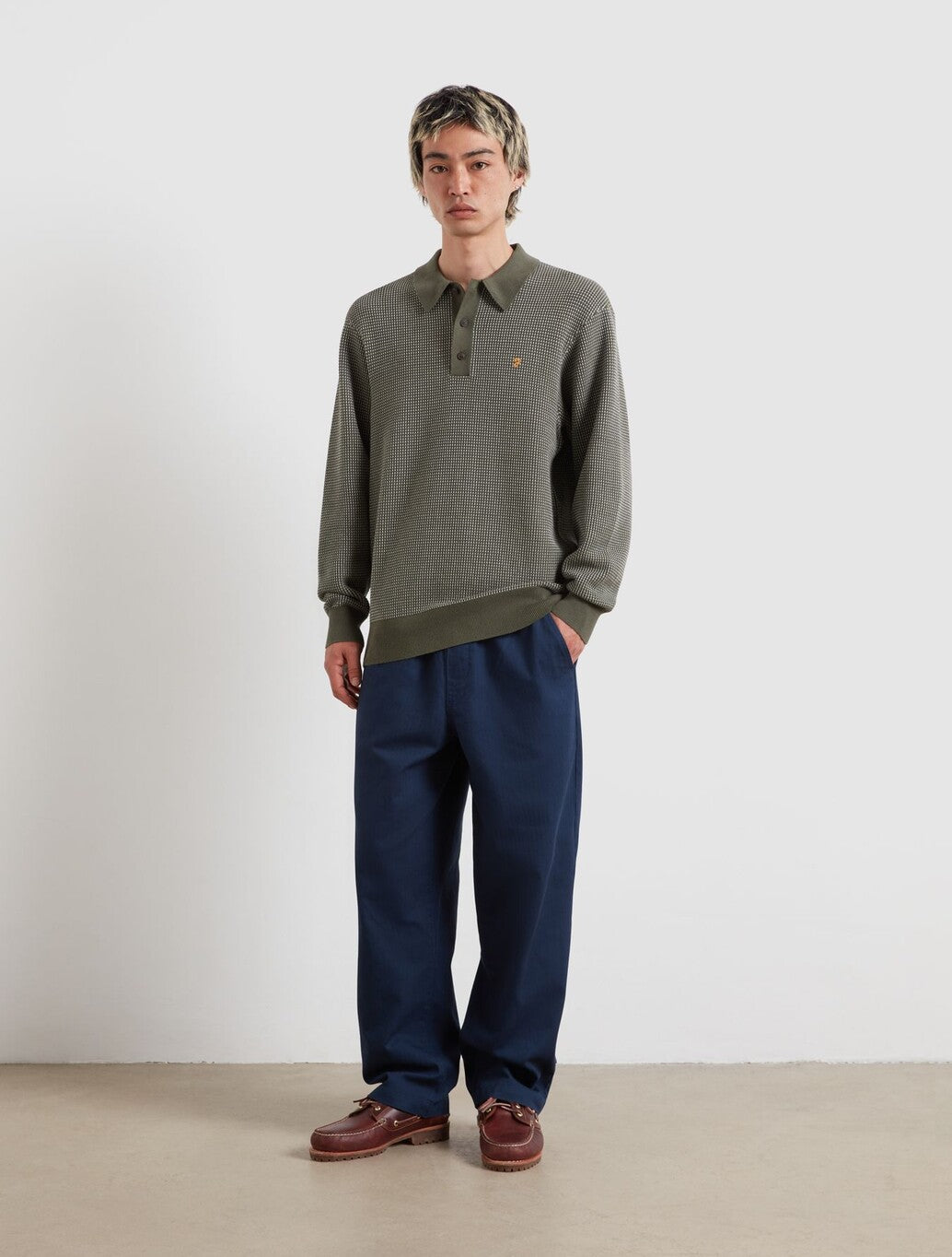 Farah Gateacre Knitted Polo Shirt in Green