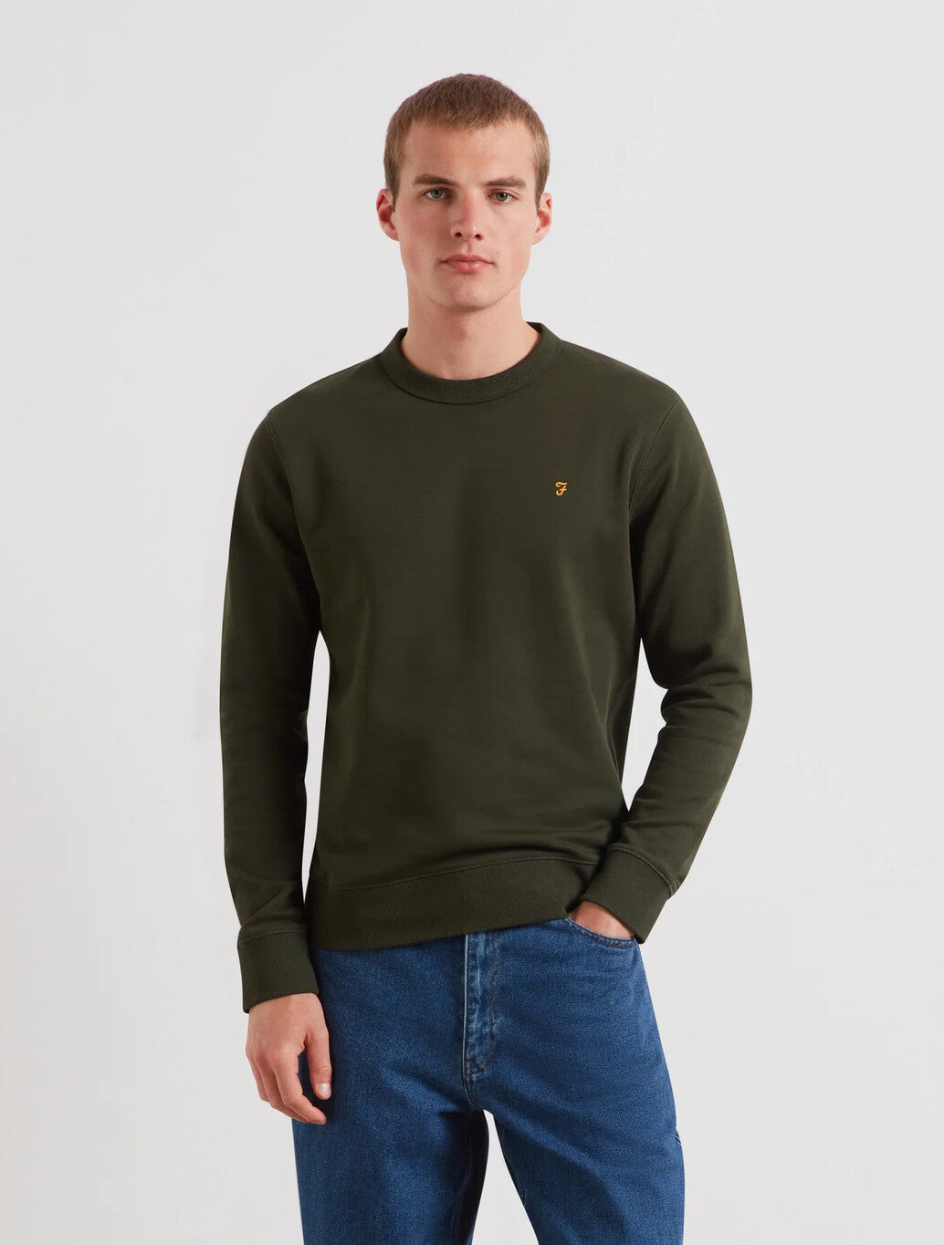 Farah Hemming Crew Neck Sweatshirt in Dark Green