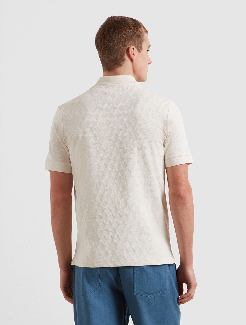 Farah Horace Jacquard Knitted Polo Shirt - Cream