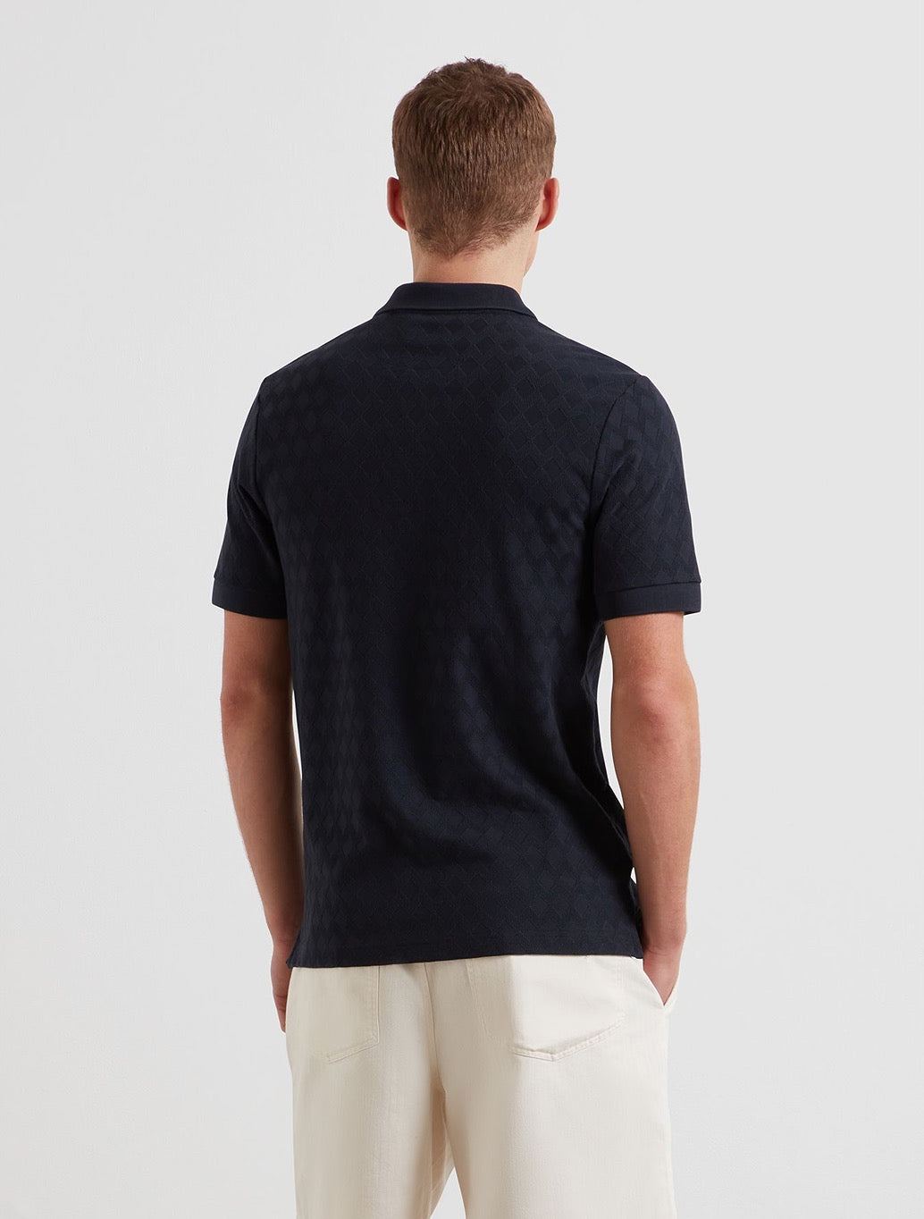Farah Horace Jacquard Knitted Polo Shirt - Navy