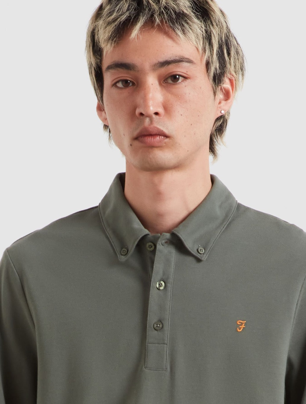 Farah Irwin Long Sleeve Polo Shirt in Rosemary