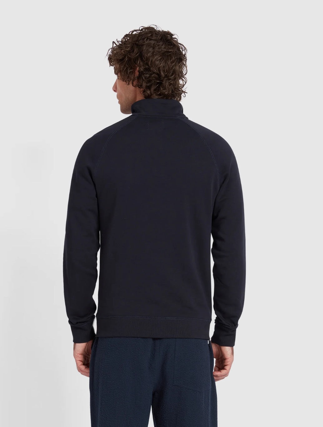 Farah - Jim Organic Cotton Quarter Zip Sweatshirt - Navy