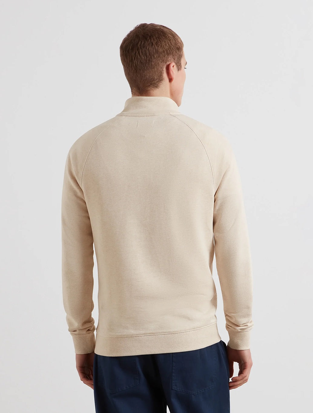 Farah Jim Organic Cotton Quarter Zip Sweatshirt in Cream