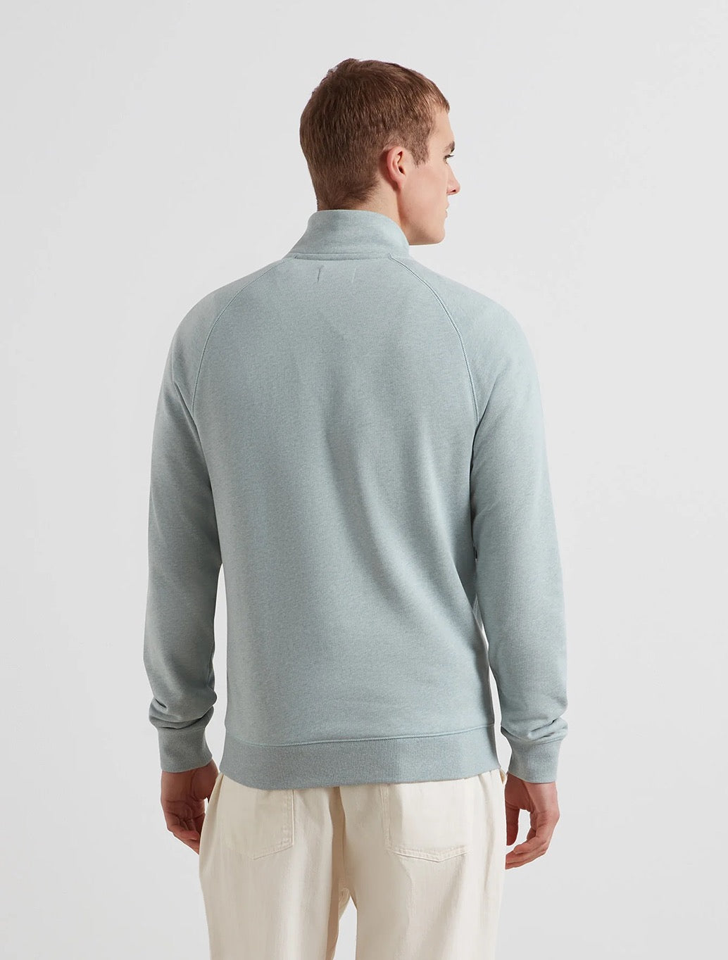 Farah Jim Organic Cotton Quarter Zip Sweatshirt in Light Green