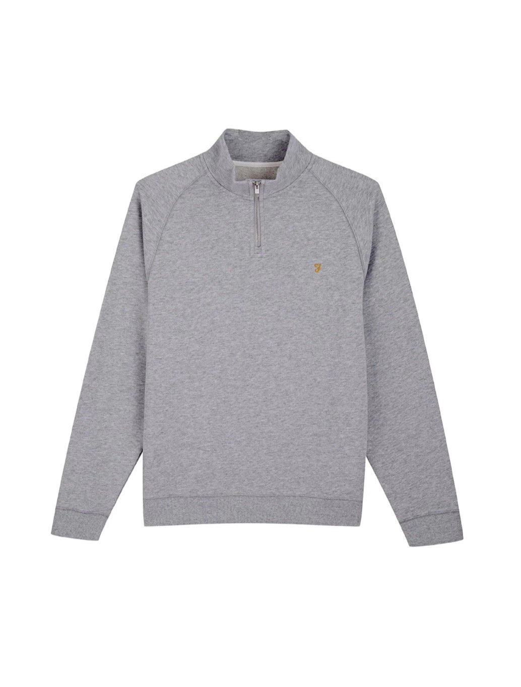 Farah Jim Organic Cotton Quarter Zip Sweatshirt in Light Grey