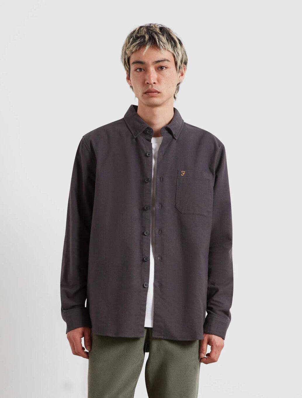 Farah Marvin Flannel Shirt in Washed Black