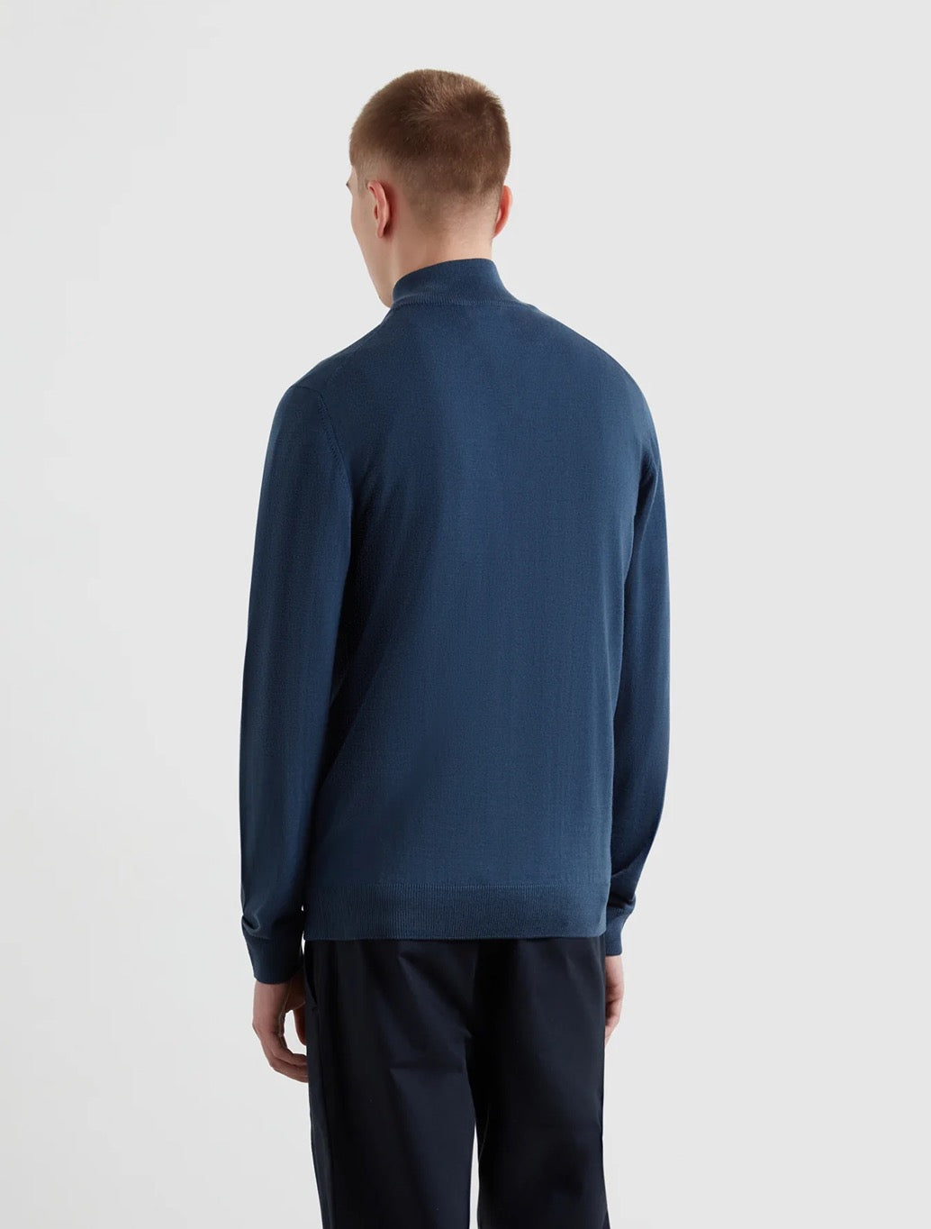 Farah - Redchurch Merino Wool Quarter Zip Jumper - Blue