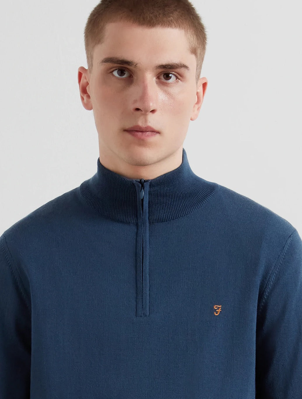 Farah - Redchurch Merino Wool Quarter Zip Jumper - Blue