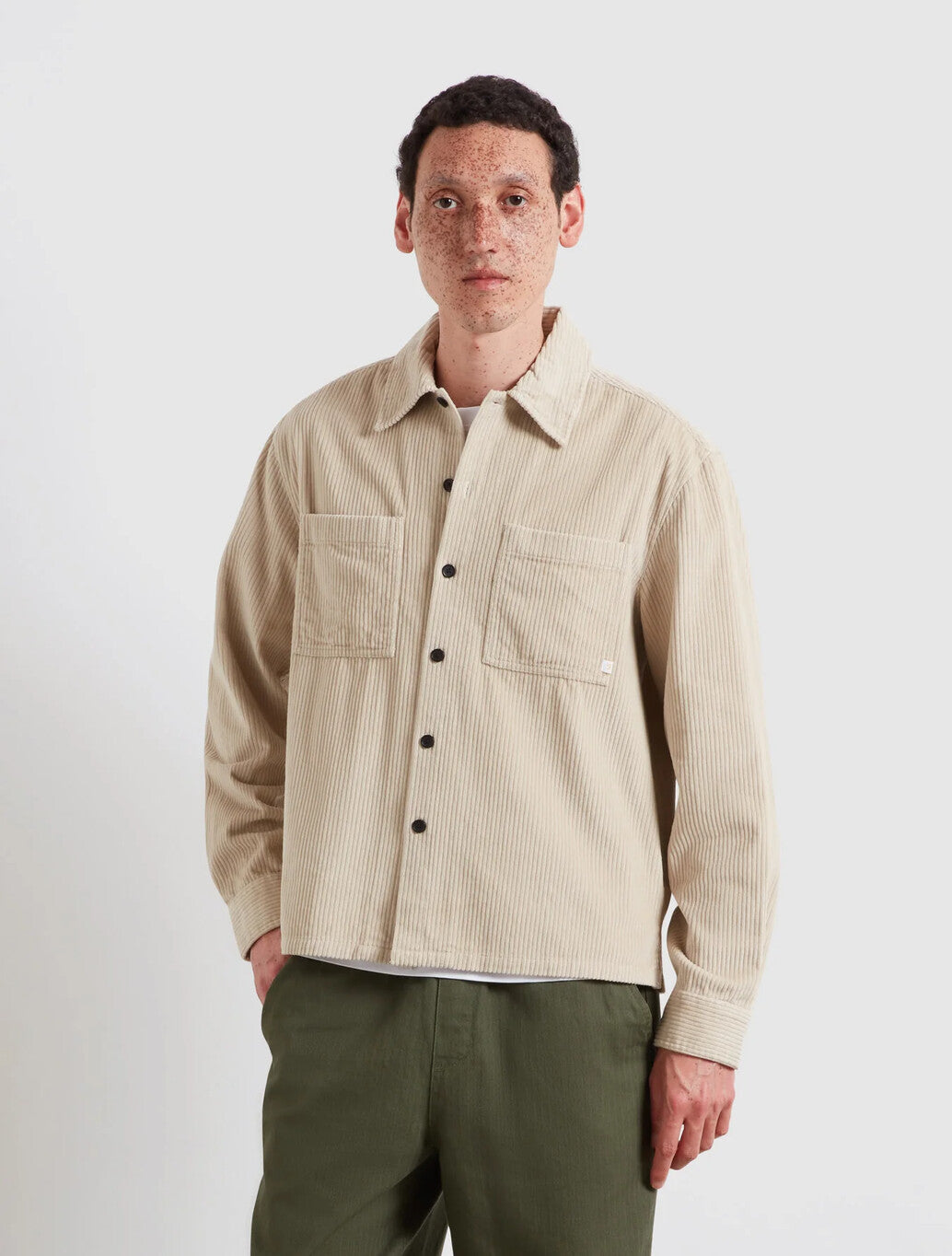 Farah Sawyer Cord Overshirt in Putty