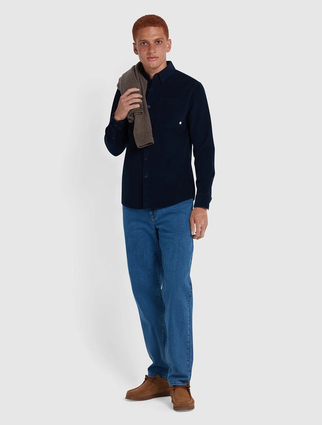 Farah - Spencer Casual Fit Corduroy Shirt - Navy