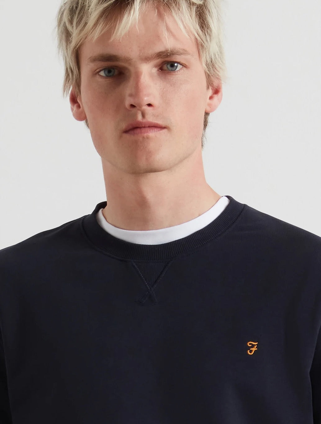 Farah - Tim Organic Cotton Crew Neck Sweatshirt - Navy