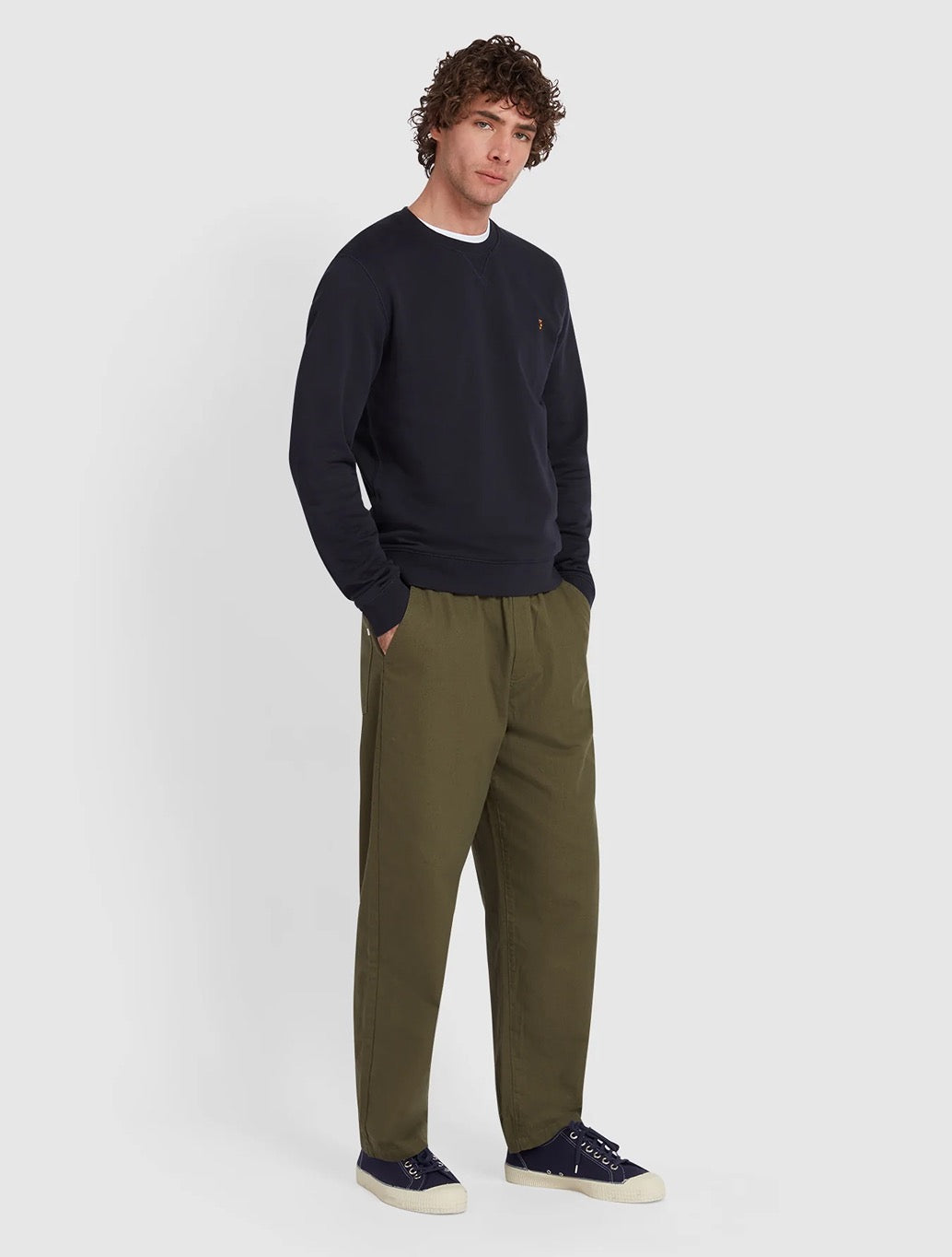 Farah - Tim Organic Cotton Crew Neck Sweatshirt - Navy
