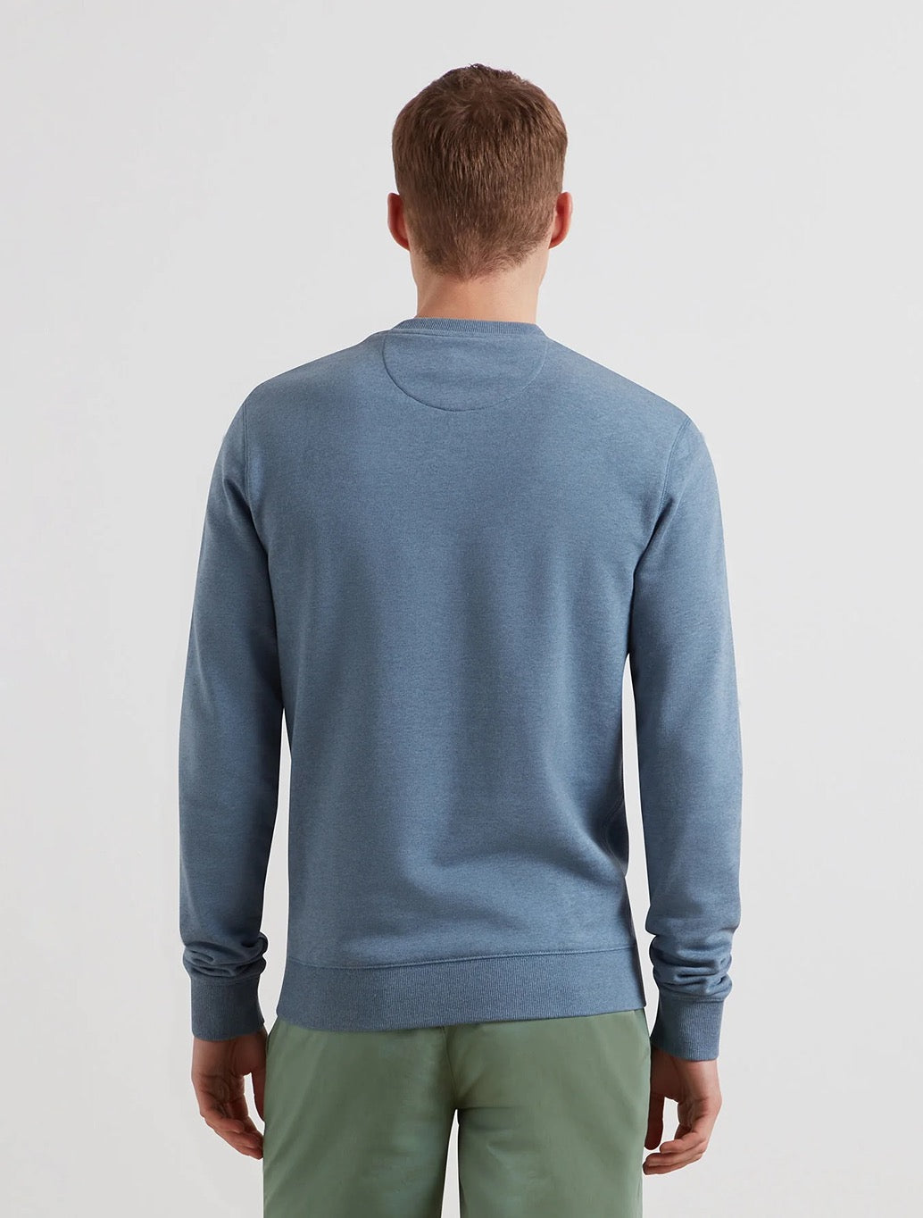 Farah Tim Organic Cotton Crew Neck Sweatshirt in Denim Blue