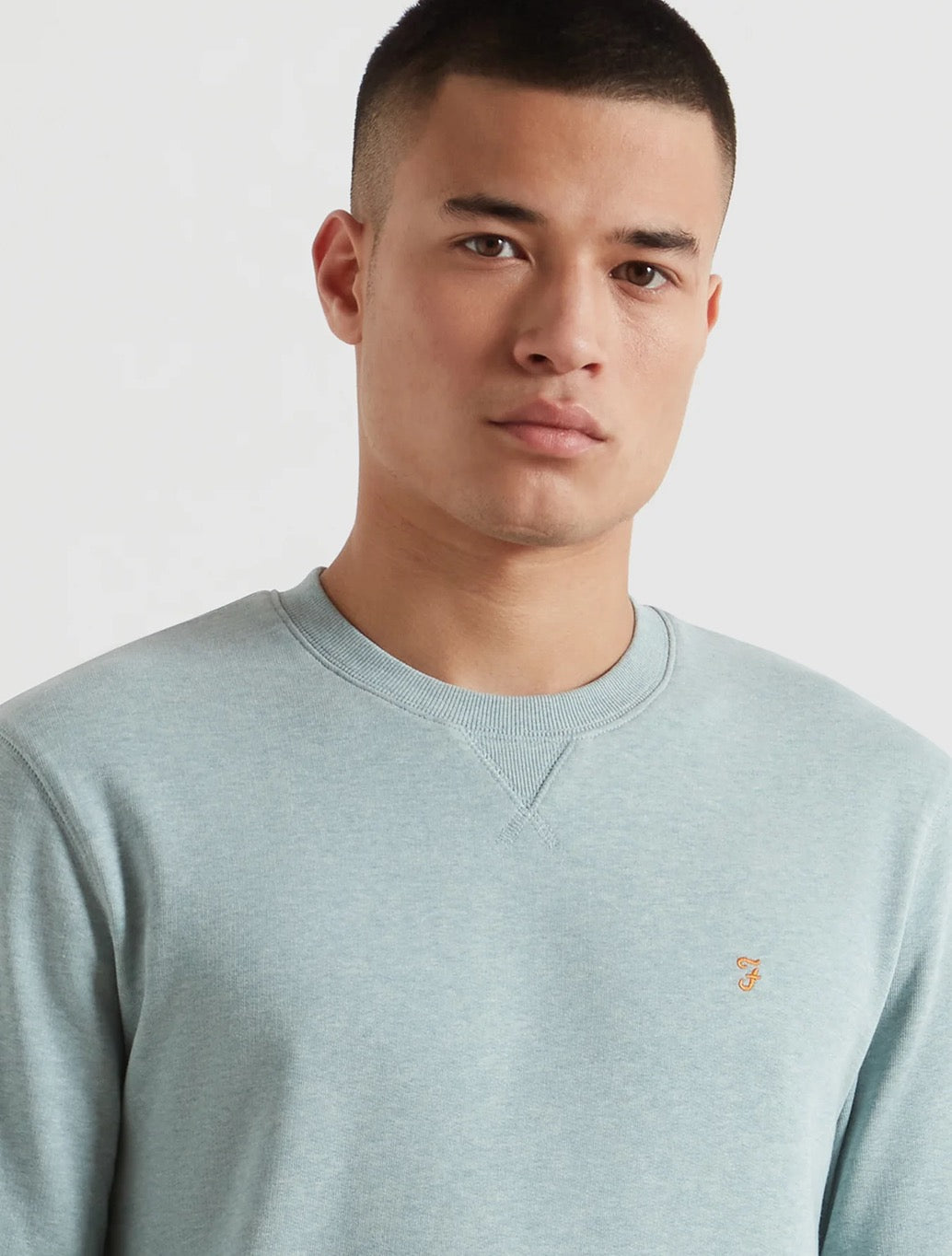 Farah Tim Organic Cotton Crew Neck Sweatshirt in Light Green