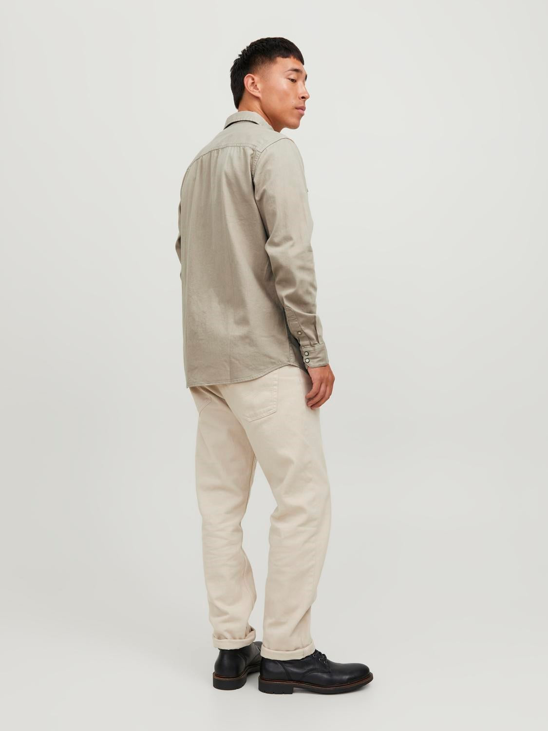 Jack & Jones - Slim Fit Denim Shirt - Beige
