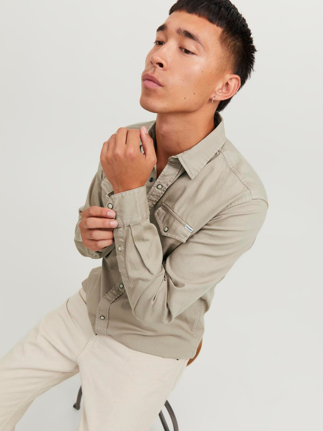 Jack & Jones - Slim Fit Denim Shirt - Beige