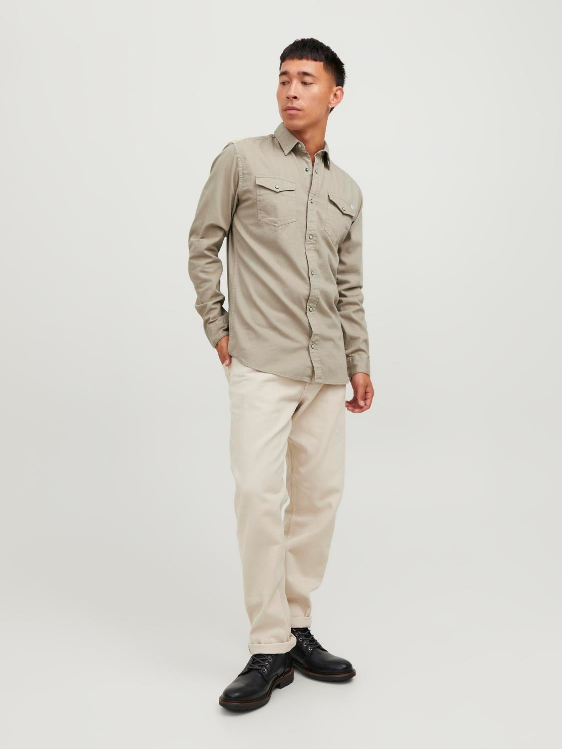 Jack & Jones - Slim Fit Denim Shirt - Beige