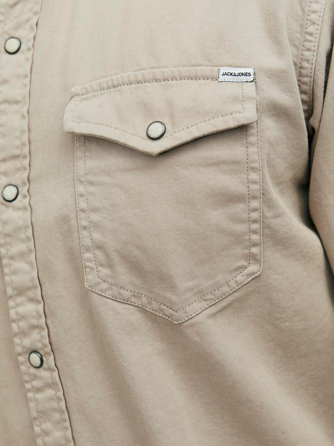 Jack & Jones - Slim Fit Denim Shirt - Beige