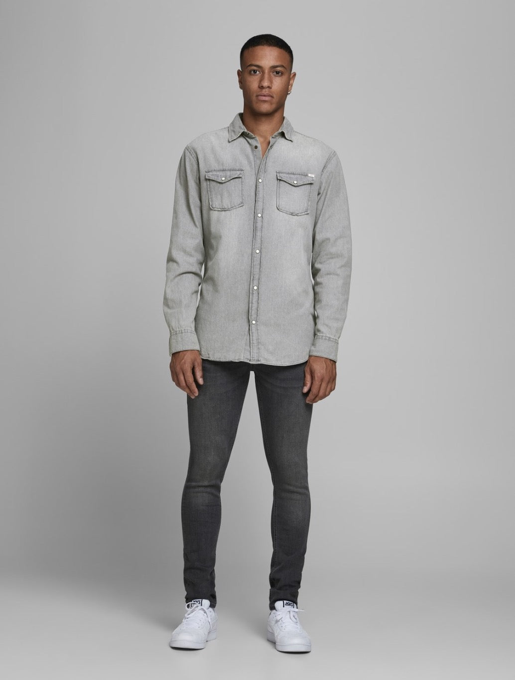 Jack & Jones - Slim Fit Denim Shirt - Light Grey