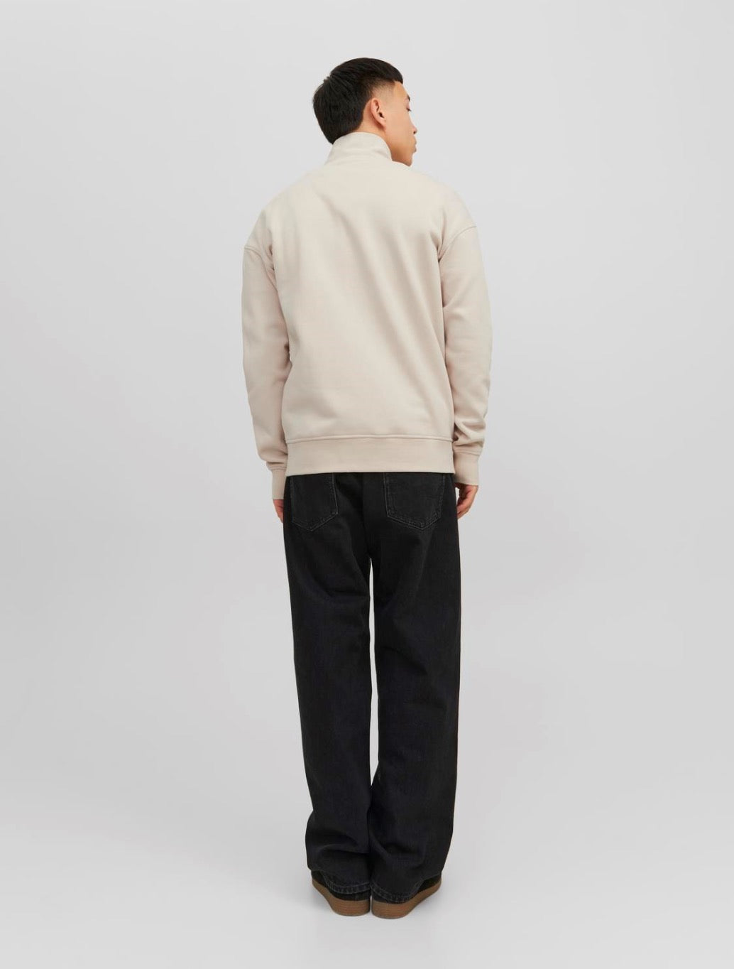 Jack & Jones - Text Half Zip Sweatshirt - Beige