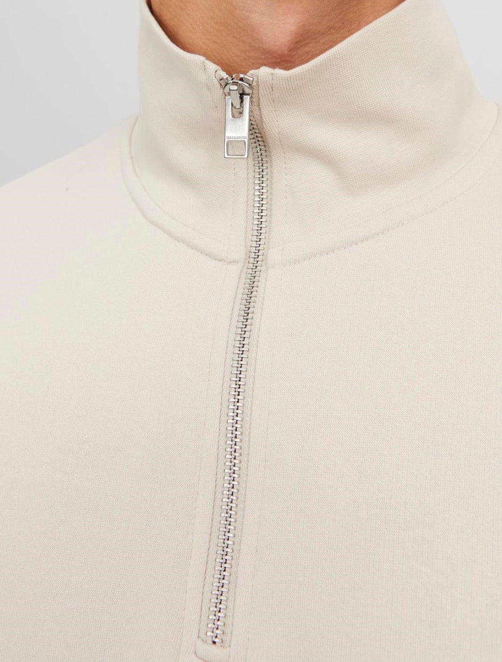 Jack & Jones - Text Half Zip Sweatshirt - Beige