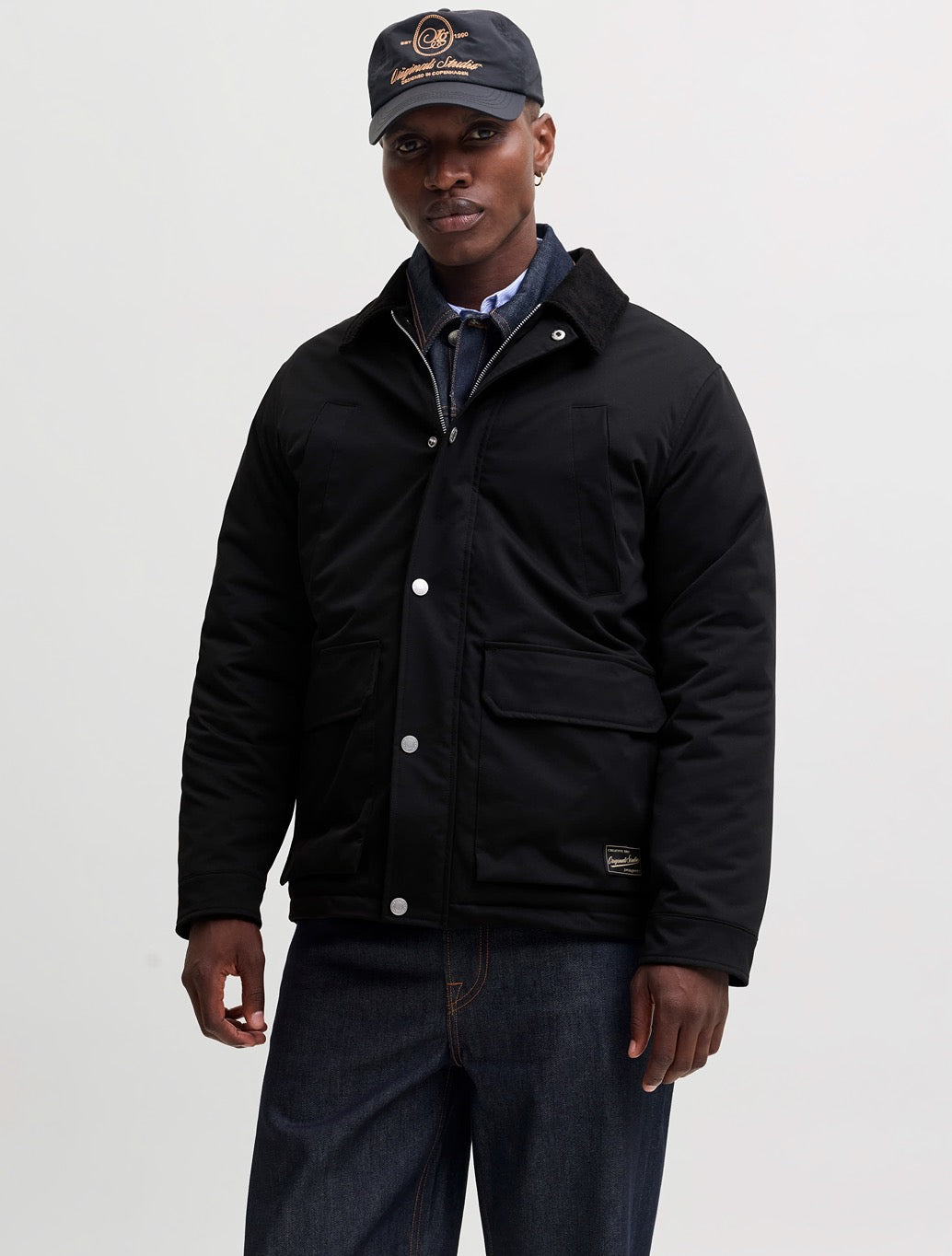 Jack & Jones Padded Barn Jacket In Black