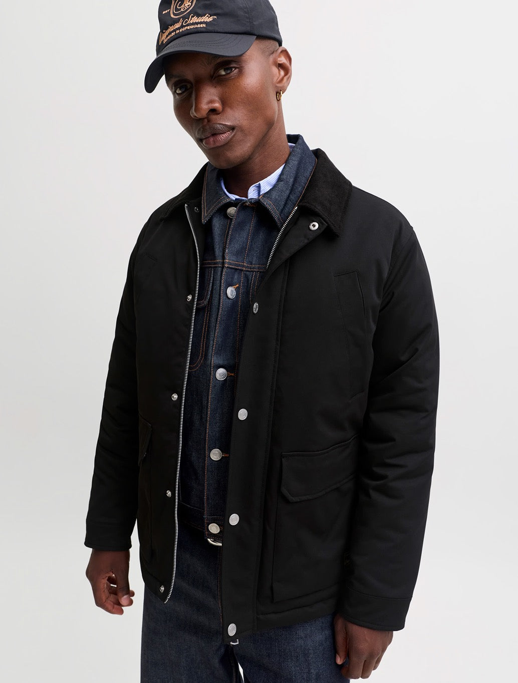 Jack & Jones Padded Barn Jacket In Black