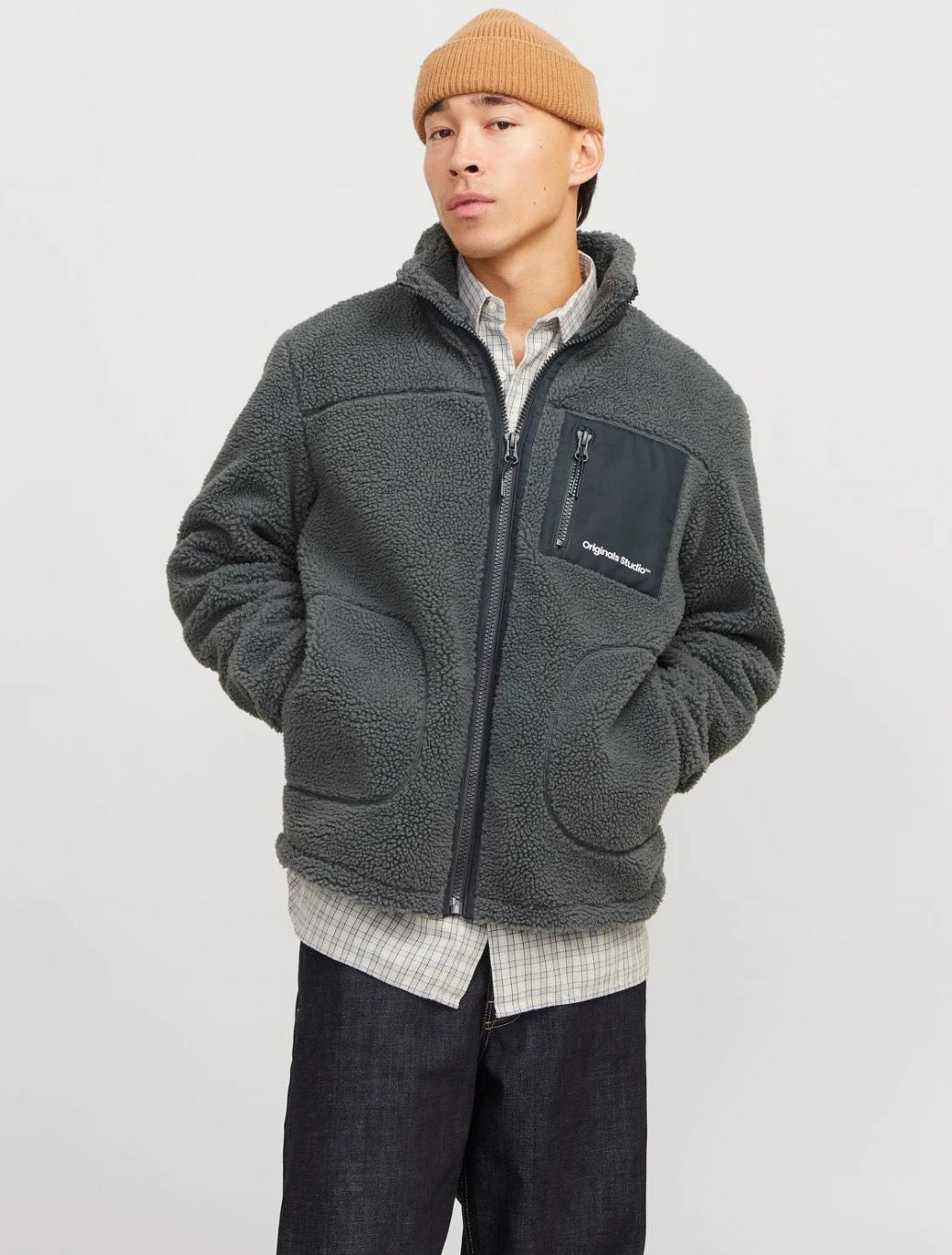 Jack & Jones - Vester Teddy Fleece Jacket - Grey