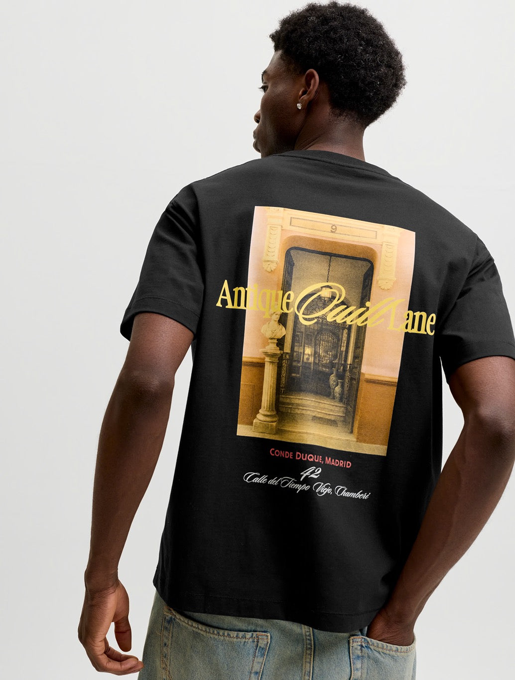 Jack & Jones Alamanco Back Print T-Shirt in Black
