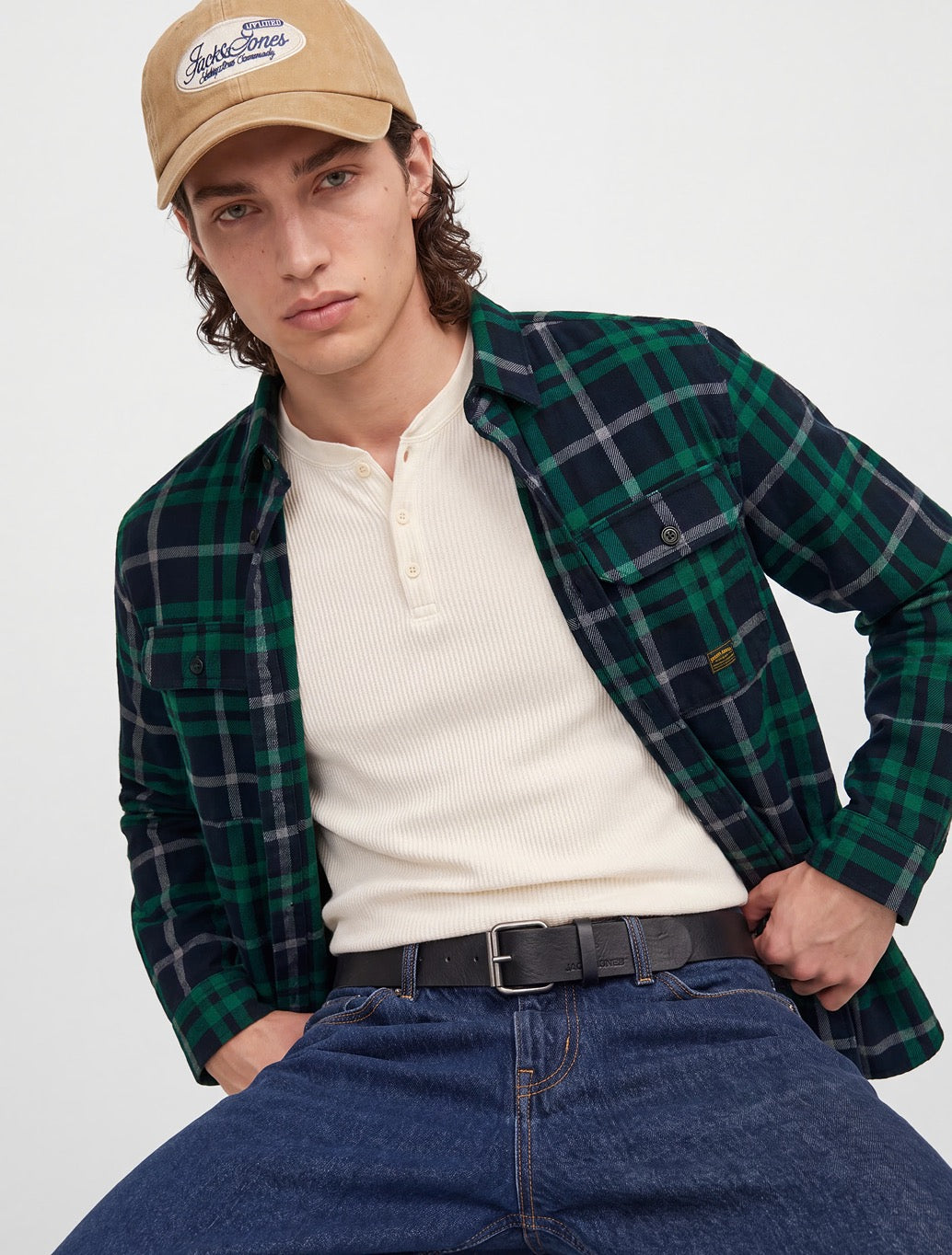 Jack & Jones Bluivy Check Overshirt in Green Check