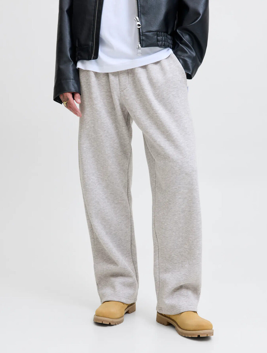 Jack & Jones Bradley Wide Leg Sweatpants in Light Grey Melange