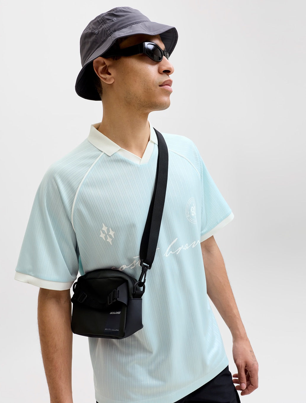 Jack & Jones Eterna Football Polo Shirt in Light Blue