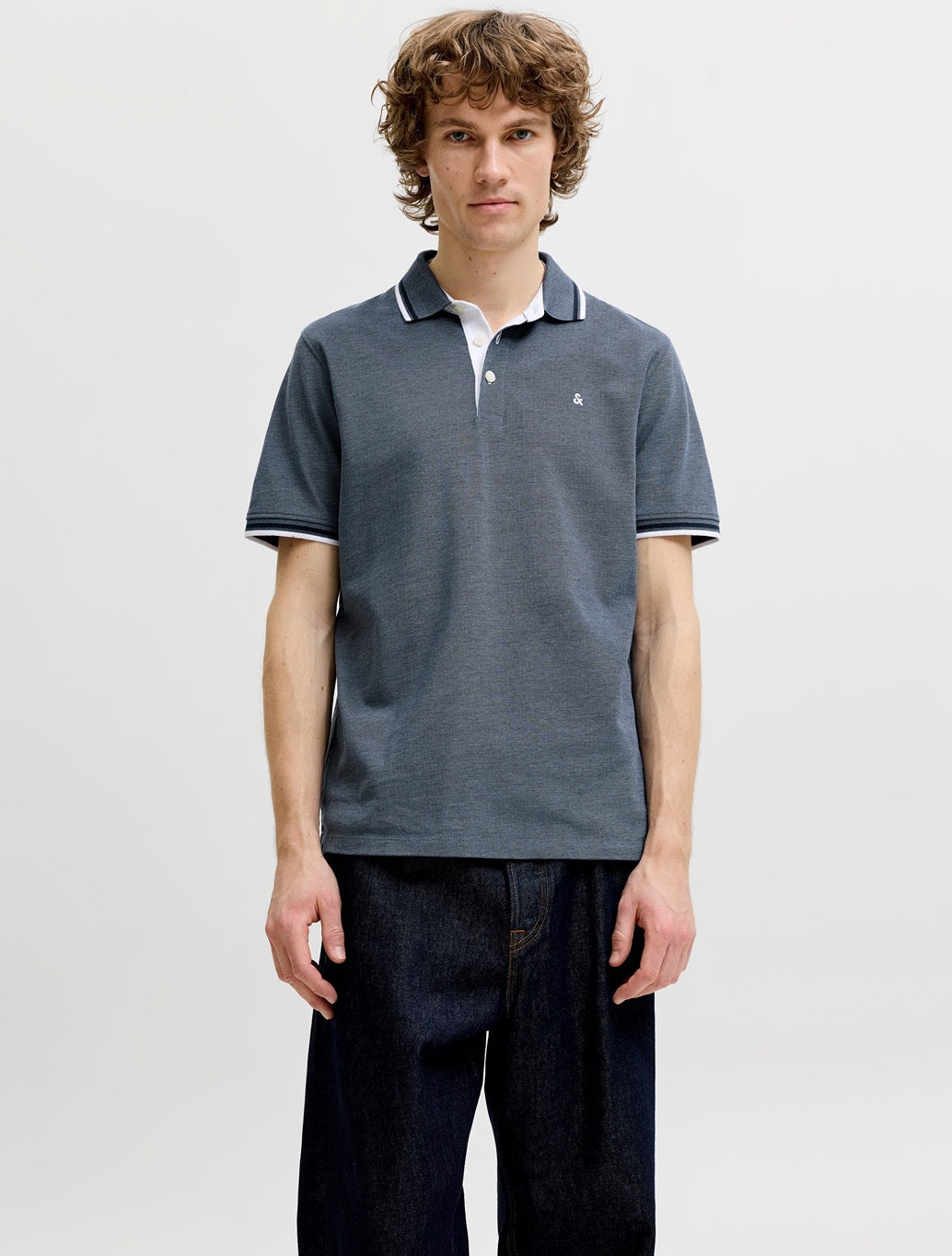 Jack & Jones Paulos Polo Shirt in Navy Fleck