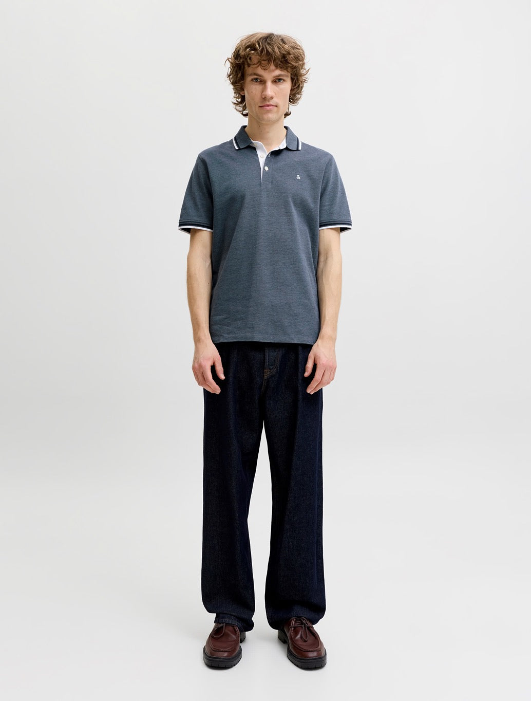 Jack & Jones Paulos Polo Shirt in Navy Fleck