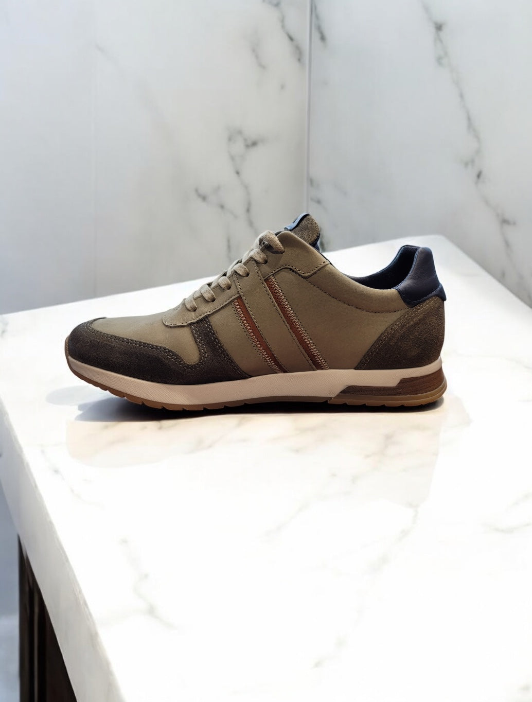 Tommy Bowe Shoe - Bordley Casual Trainers - Light Khaki