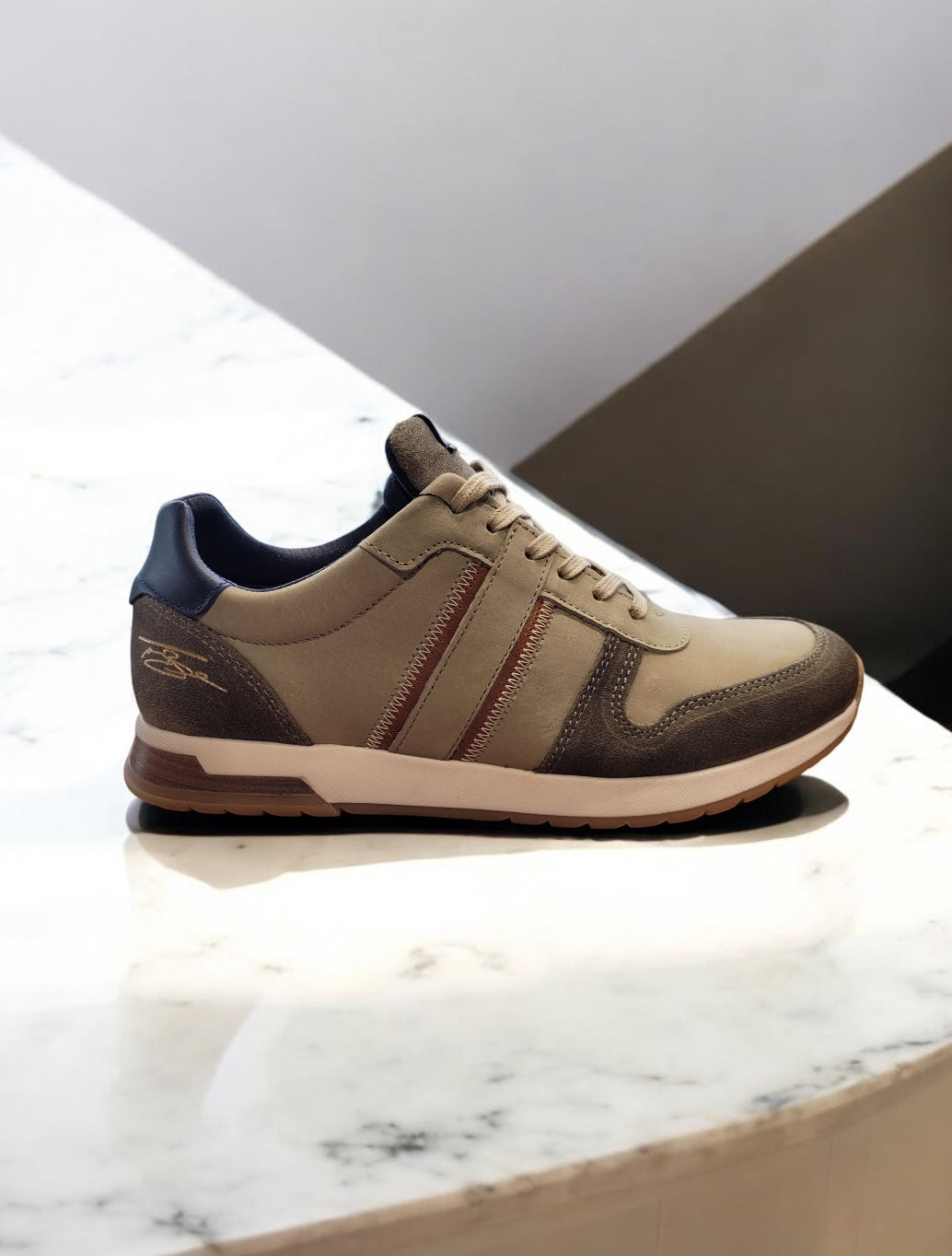Tommy Bowe Shoe - Bordley Casual Trainers - Light Khaki